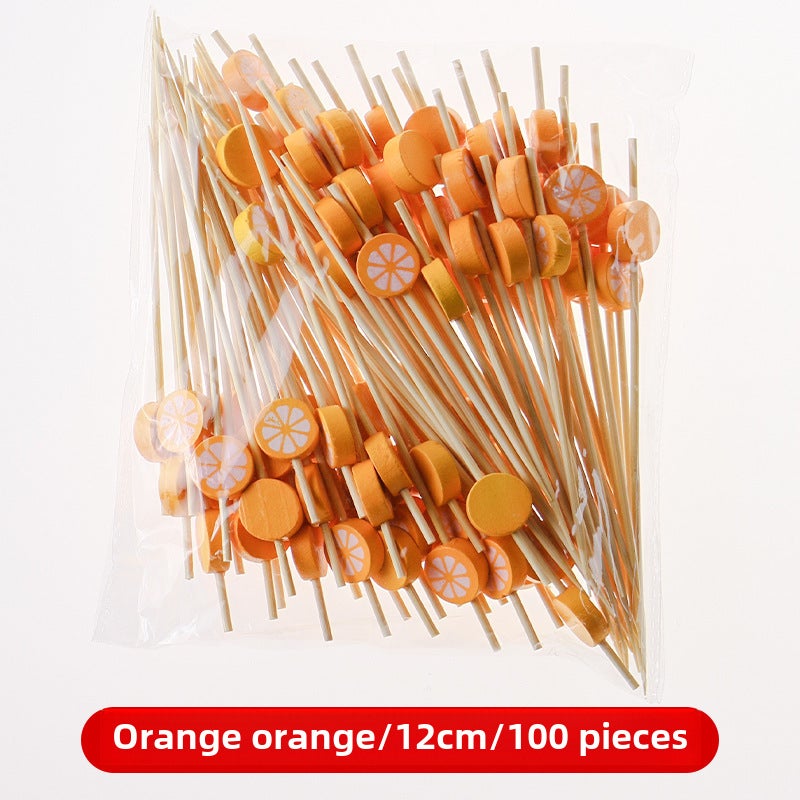 Bamboo Fruit Skewers Artistic Picks Cocktail Sticks Yellow Orange
