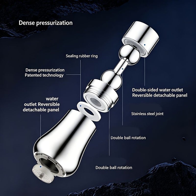 Silvery Stainless Steel Kitchen Bar Faucet Hot Cold 2 in 1 Sink Spray - Image 4