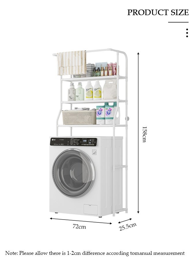 DUNISO Over the Washing Machine Storage Rack, 3-Tiers Drum Washer Dryer Stand Shelves, Space Saving Bathroom Balcony Organizer Rack,Large Capacity Laundry Shelf for Home, Hotel - Image 2