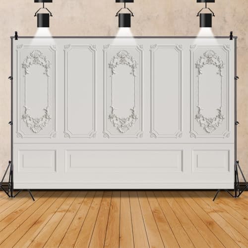 Yeele 20x10ft Vintage Room Interior Backdrop White Indoor Empty Baroque Room European Frame Artistic Reliefs Wall Photography Background Business Office Bedroom Decor for Artistic Photo Shoot Props - Image 2
