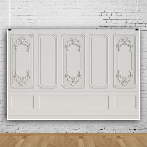 Yeele 20x10ft Vintage Room Interior Backdrop White Indoor Empty Baroque Room European Frame Artistic Reliefs Wall Photography Background Business Office Bedroom Decor for Artistic Photo Shoot Props - Image 3