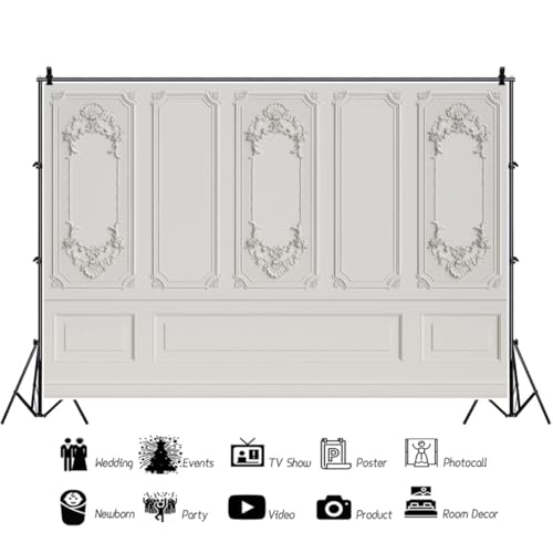 Yeele 20x10ft Vintage Room Interior Backdrop White Indoor Empty Baroque Room European Frame Artistic Reliefs Wall Photography Background Business Office Bedroom Decor for Artistic Photo Shoot Props - Image 4