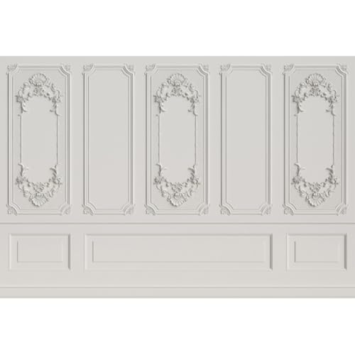 Yeele 20x10ft Vintage Room Interior Backdrop White Indoor Empty Baroque Room European Frame Artistic Reliefs Wall Photography Background Business Office Bedroom Decor for Artistic Photo Shoot Props - Image 1