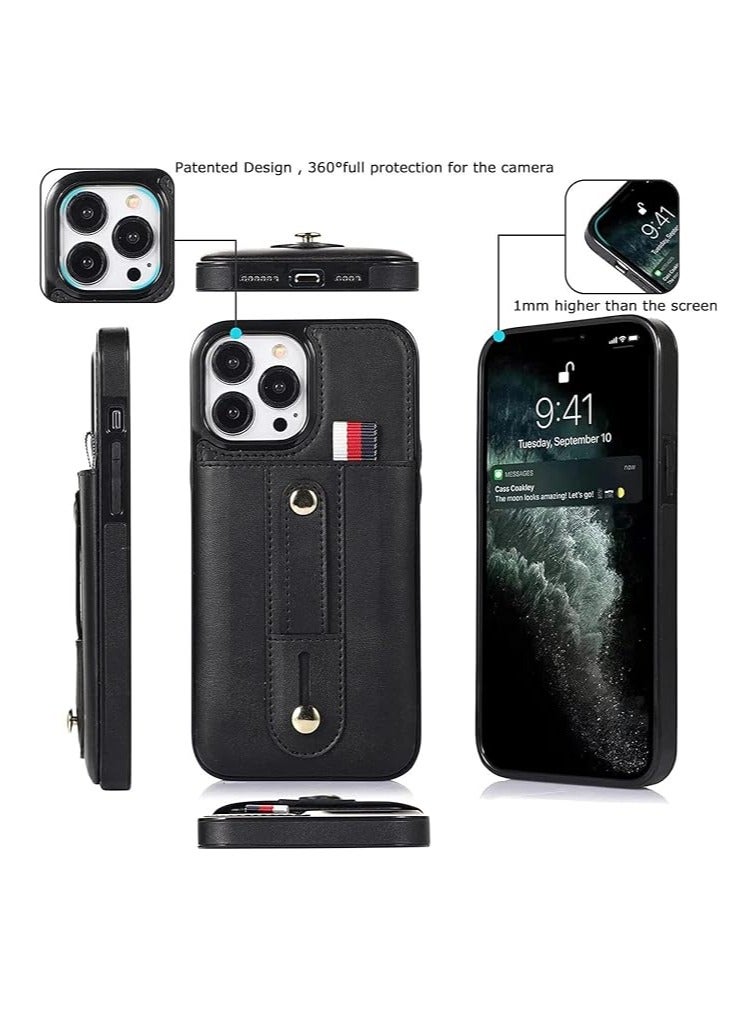 General Phone case for iPhone 15/15Pro/15Pro Max/15Plus, durable leather wallet-style phone case with credit card slot and wristband shockproof case  - Image 3