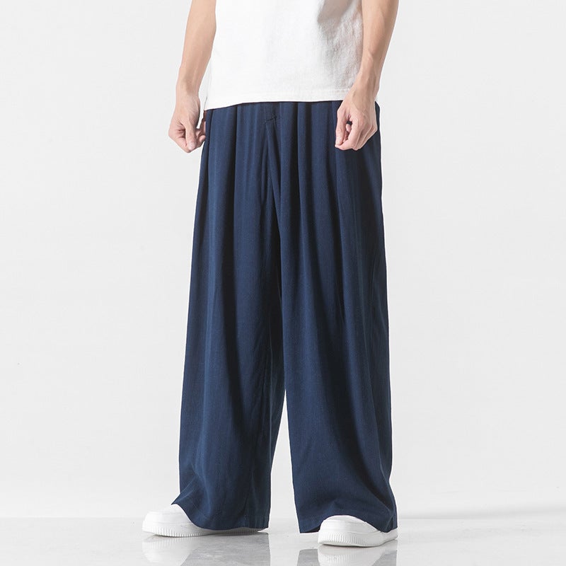 Chinese Style Linen Pants Men'S Loose Straight Sports Pants Summer Cotton And Linen All-Match Plus Size Wide Leg Casual Trousers For Men - Image 4