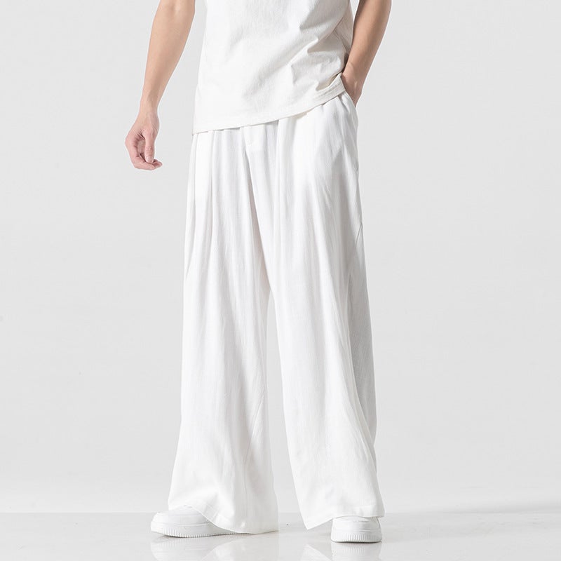 Chinese Style Linen Pants Men'S Loose Straight Sports Pants Summer Cotton And Linen All-Match Plus Size Wide Leg Casual Trousers For Men - Image 3