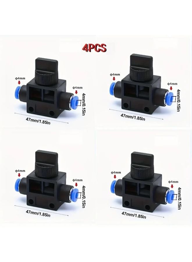 HVFF 4MM 4PCS Push In Connect Air Ball Valve 4mm Plastic Nickel Compact Pneumatic - Image 1