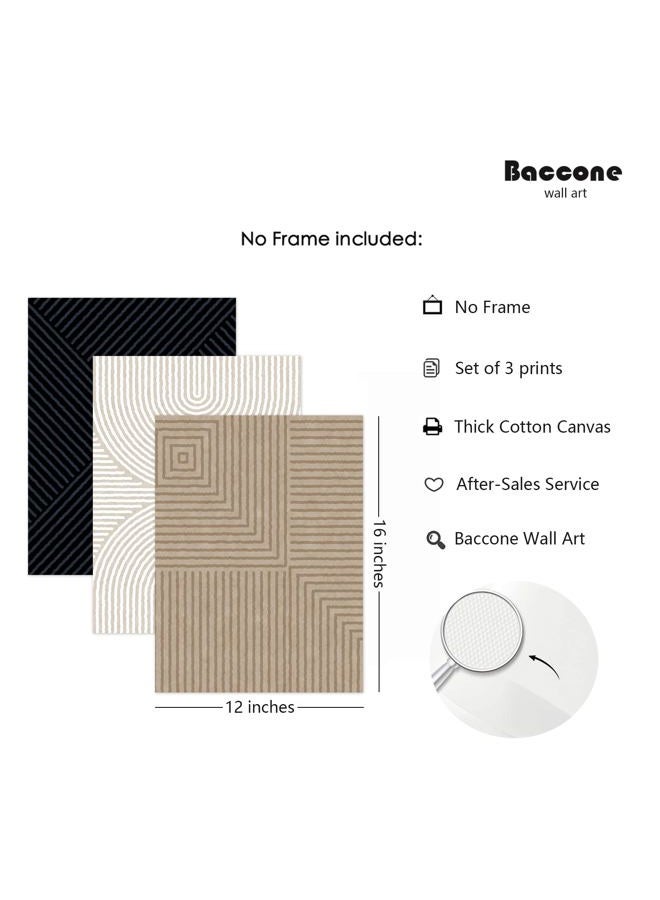 Baccone Abstract Modern Wall Decor Art Set of 3 Boho Neutral Canvas Wall Art Beige Minimalist Line Wall Art Decor Brown Black Art Modern Abstract Prints Pictures for Living Room Bedroom 12x16 Inch Unframed - Image 2