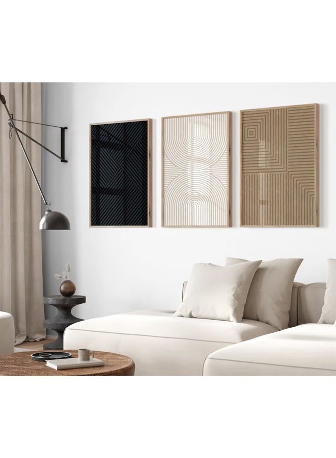 Baccone Abstract Modern Wall Decor Art Set of 3 Boho Neutral Canvas Wall Art Beige Minimalist Line Wall Art Decor Brown Black Art Modern Abstract Prints Pictures for Living Room Bedroom 12x16 Inch Unframed - Image 1