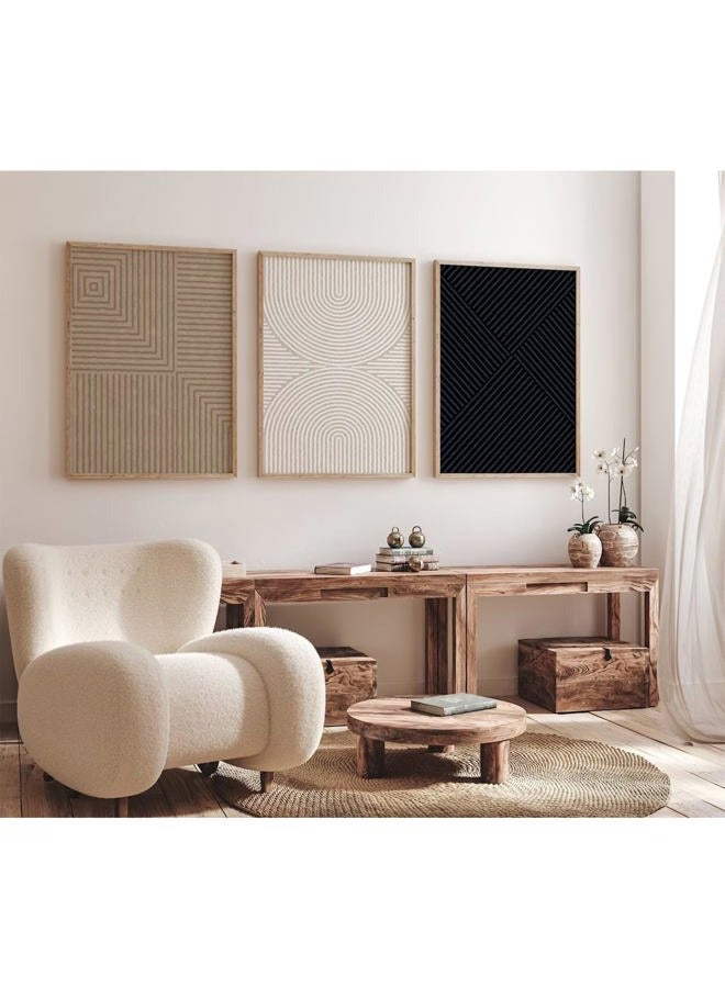 Baccone Abstract Modern Wall Decor Art Set of 3 Boho Neutral Canvas Wall Art Beige Minimalist Line Wall Art Decor Brown Black Art Modern Abstract Prints Pictures for Living Room Bedroom 12x16 Inch Unframed - Image 4