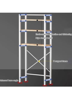 XiuWoo 2 Shelves Metal Toilet Stander, Wood Washing Machine Rack, Bathroom Corner Stand Storage Organizer Accessories, Free Standing Home Office Storage Rack for Space Saver  - Image 3