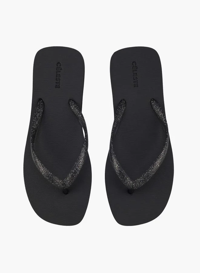 سيليست Women Glitter Strap Flip Flops
