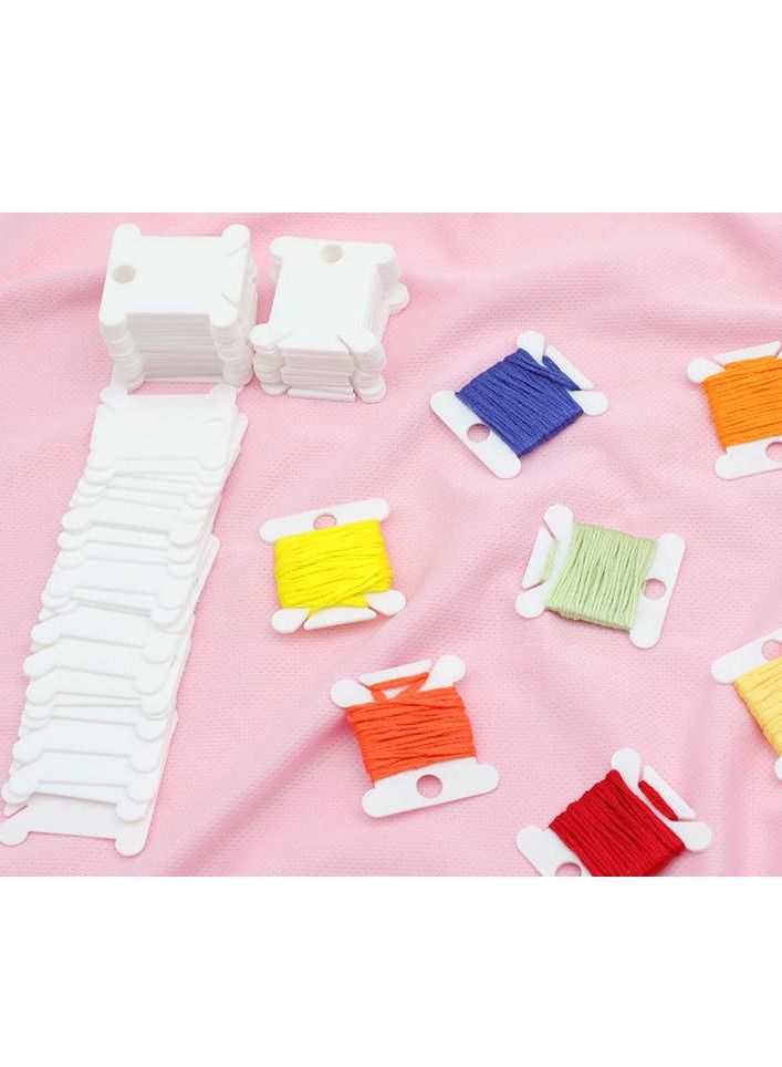 KASTWAVE 120 Pcs Plastic Floss Bobbins For Cross Cotton Thread Craft DIY Sewing Storage Thread Organizer Holder Embroidery Thread Cards Cross Stitch Bobbin  - Image 1