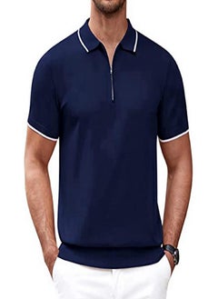 Eckek Men's Summer Lapel Knit Short-sleeved Slim Fashion Breathable Men's Business Shirt  - Image 1