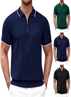 Eckek Men's Summer Lapel Knit Short-sleeved Slim Fashion Breathable Men's Business Shirt  - Image 2