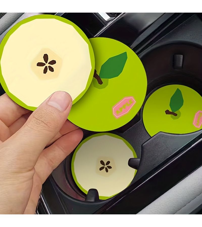 Persimmon Fruit Pattern Cup Coaster Set 2 Pack Anti Slip Home Decor - Image 3