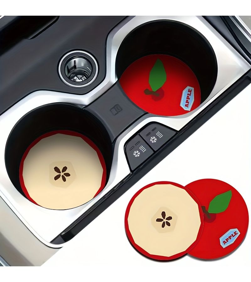 Persimmon Fruit Pattern Cup Coaster Set 2 Pack Anti Slip Home Decor - Image 1