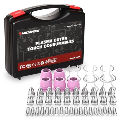 ARCCAPTAIN AG60 Plasma Cutter Torch Consumables 50Pcs 040 SG55 AG60 WSD60 Plasma Cutter Torch Accessories for CUT55 PRO CUT55 PROLUX CUT 55PILOTARCCUT 55PIL0T CUT 60HF CUT 60HF PRO - Image 1