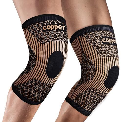 SHENGYADE Knee Brace for Women & Men1 Pair, Copper Knee Braces for Knee Pain and Support, Copper Ions Fiber Compression Knee Sleeve for Running, Meniscus Tear, ACL, Joint Pain Relief (2, Medium) - Image 1