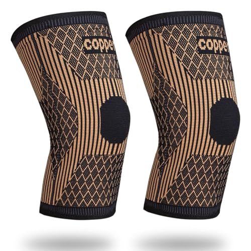 SHENGYADE Knee Brace for Women & Men1 Pair, Copper Knee Braces for Knee Pain and Support, Copper Ions Fiber Compression Knee Sleeve for Running, Meniscus Tear, ACL, Joint Pain Relief (2, Medium) - Image 2