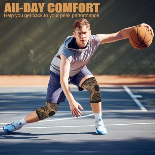 SHENGYADE Knee Brace for Women & Men1 Pair, Copper Knee Braces for Knee Pain and Support, Copper Ions Fiber Compression Knee Sleeve for Running, Meniscus Tear, ACL, Joint Pain Relief (2, Medium) - Image 5