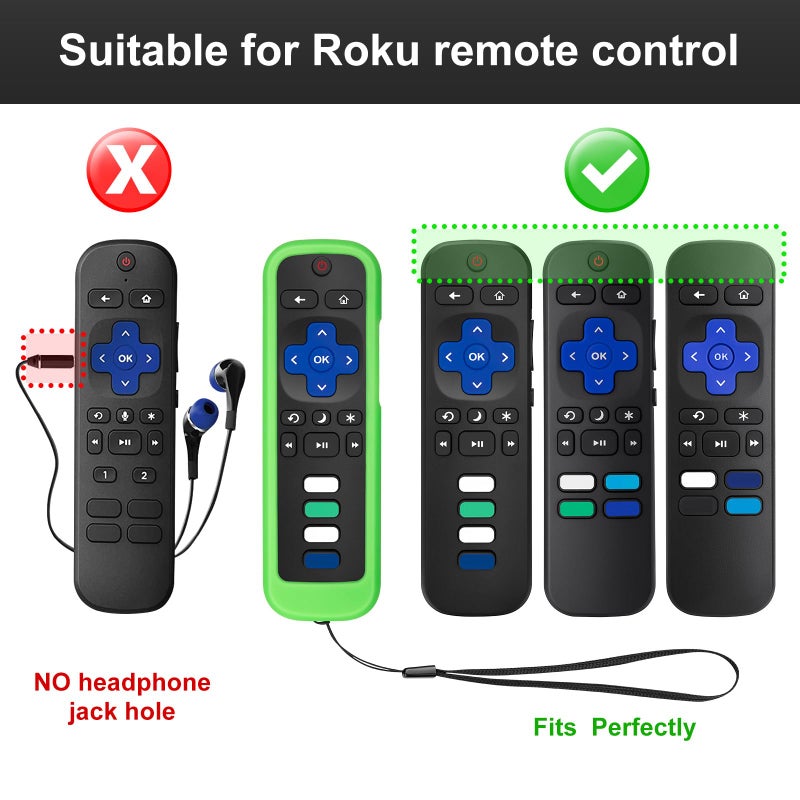 Acoyer (Pack of 2) Remote Cover Case for Roku TV Remote Control/Silicone Protective Sleeve Skin - Glow in The Dark (Green/Blue) - Image 2