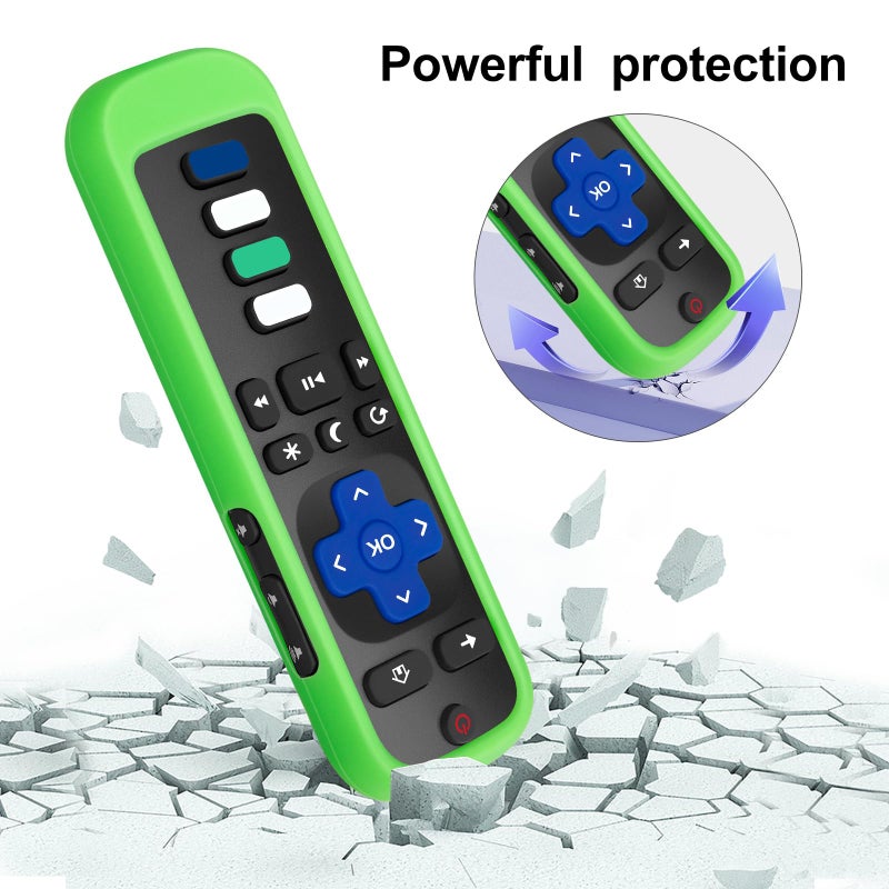 Acoyer (Pack of 2) Remote Cover Case for Roku TV Remote Control/Silicone Protective Sleeve Skin - Glow in The Dark (Green/Blue) - Image 5