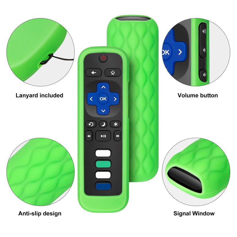 Acoyer (Pack of 2) Remote Cover Case for Roku TV Remote Control/Silicone Protective Sleeve Skin - Glow in The Dark (Green/Blue) - Image 4