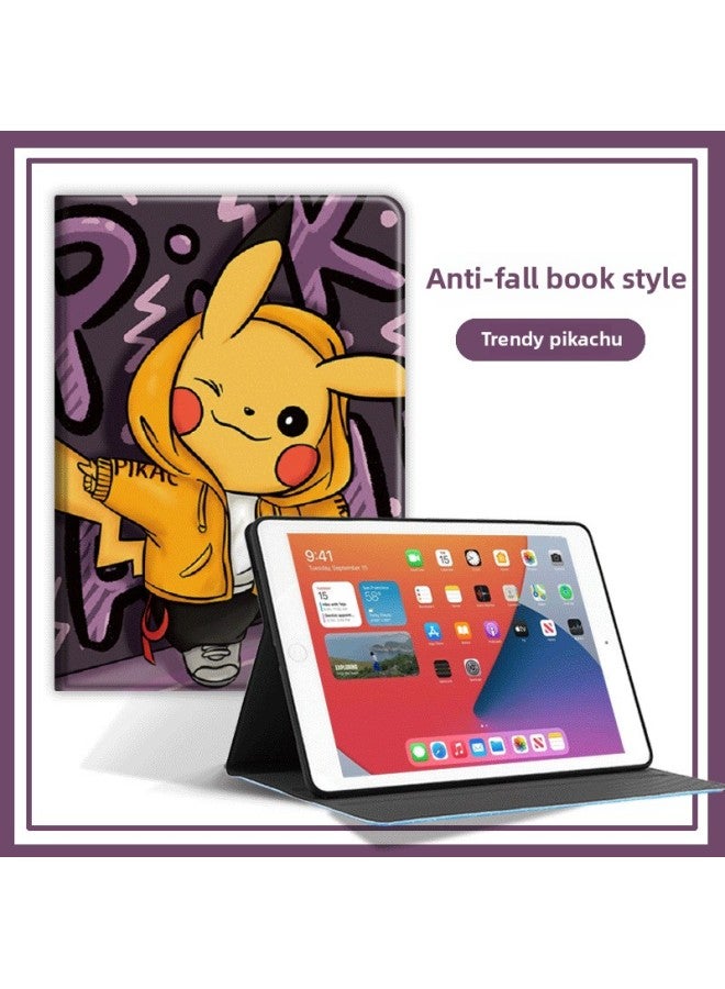 Suitable For 2022 IPad10 Protective Cover 10.9 With Pen Slot Pro11 Cartoon Air5 Personality Mini6 Shell Air4-Color:Tide Pikachu-Applicable Model:2021/2020 10.2 Inch