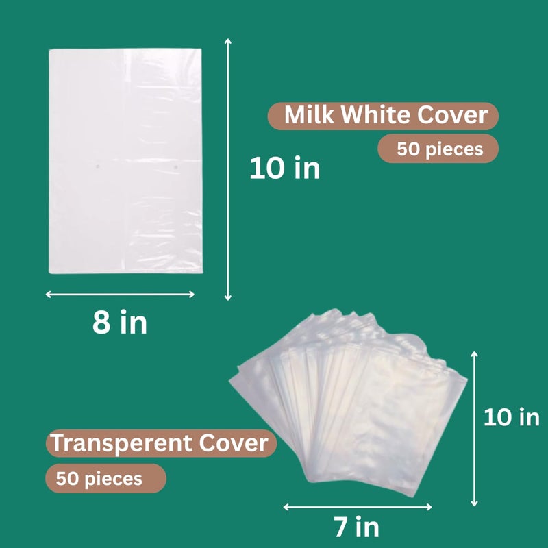 SBRR Foreign Pickle Packing Covers | LDPE Poly Bags for Travel & Export | Virgin Plastic Thick Bags | 100 Pcs (50 Milk White 8x10 & 50 Transparent 7x10) | Pickle Packing Covers for Abroad Thick 1kg White - Image 2