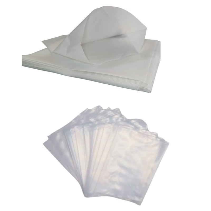 SBRR Foreign Pickle Packing Covers | LDPE Poly Bags for Travel & Export | Virgin Plastic Thick Bags | 100 Pcs (50 Milk White 8x10 & 50 Transparent 7x10) | Pickle Packing Covers for Abroad Thick 1kg White - Image 1