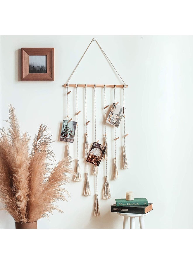 Antikiano Wall Hanging Macrame Decor Photo Display with LED Lights and Cotton Tassels for Showcasing Photos, Cards and Memories – 45 × 17 IN - Image 4