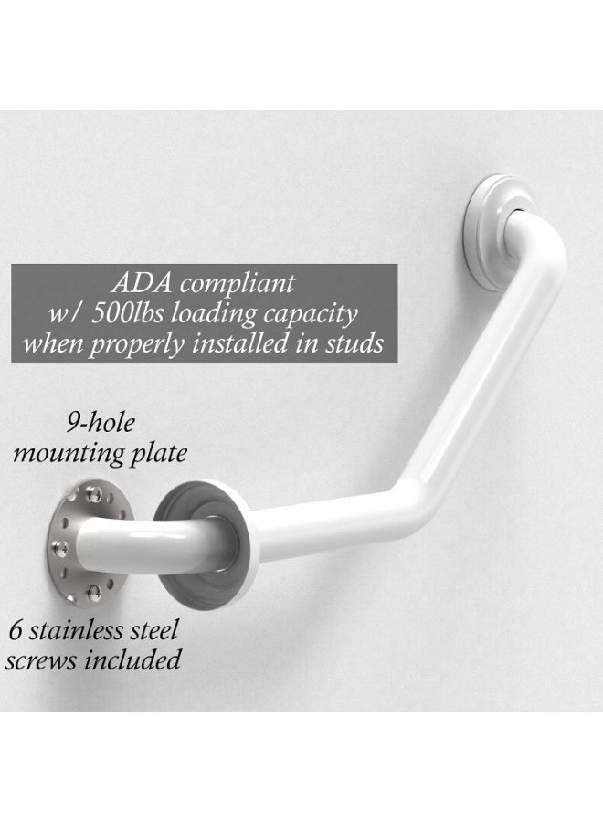 16-inch Slanted Bathroom Safety Grab Bar in SUS304 Stainless Steel, Holds up to 500 lbs, Textured Non-Slip Grip, Wall Mount, White - Image 5
