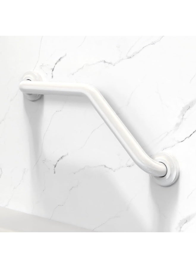 16-inch Slanted Bathroom Safety Grab Bar in SUS304 Stainless Steel, Holds up to 500 lbs, Textured Non-Slip Grip, Wall Mount, White - Image 3