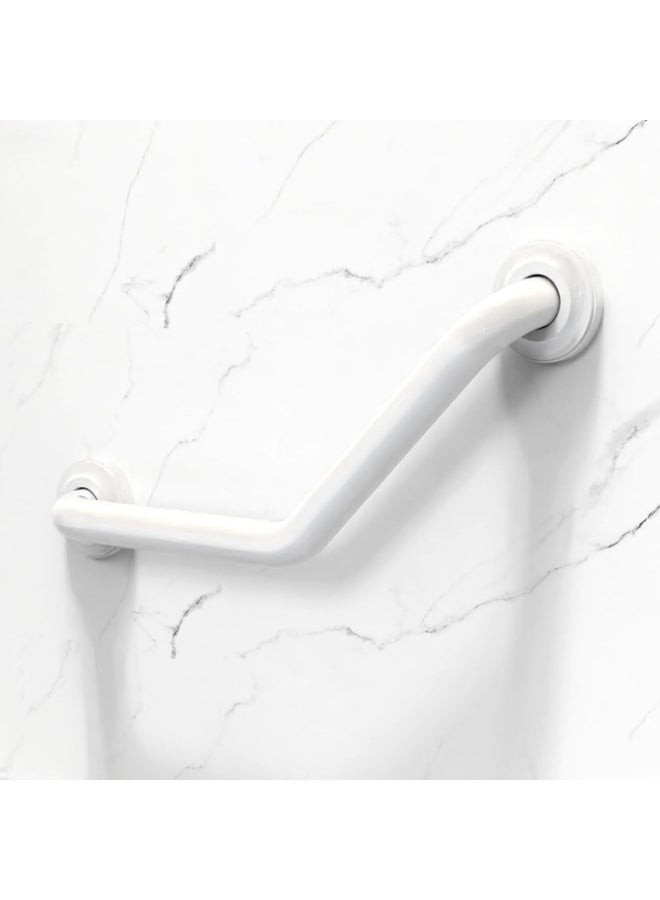 16-inch Slanted Bathroom Safety Grab Bar in SUS304 Stainless Steel, Holds up to 500 lbs, Textured Non-Slip Grip, Wall Mount, White - Image 2