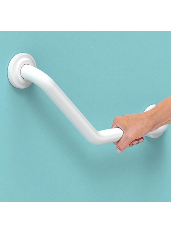 16-inch Slanted Bathroom Safety Grab Bar in SUS304 Stainless Steel, Holds up to 500 lbs, Textured Non-Slip Grip, Wall Mount, White - Image 1