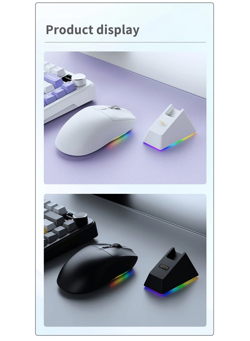 AJ139 V2 MC Gaming Mouse with RGB Magnetic Base, 3-Mode Connection: USB Wired/2.4G Wireless/BT, 500mAh Battery Capacity, 80 Million Magnetic Clicks, Adjustable Resolution: 12000DPI, PAW3311 Sensor, Ultra-Light Design, Black