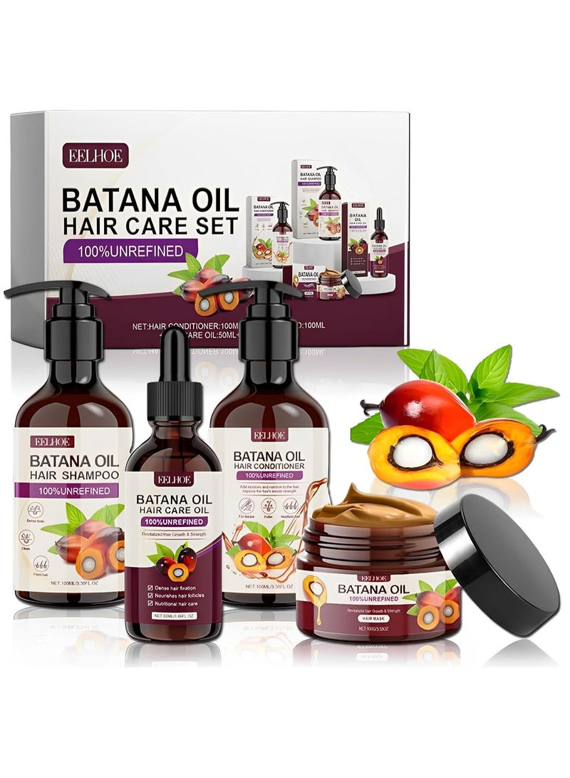 EELHOE Pack of 4 Batana Oil Hair 50 ml, Batana Shampoo 100 ml, Batana Hair Mask 100 ml, Batana Conditioner 100 ml, 100% Pure Natural Batana Oil Set for Hair Growth and Skin Care for Men Women - Image 2