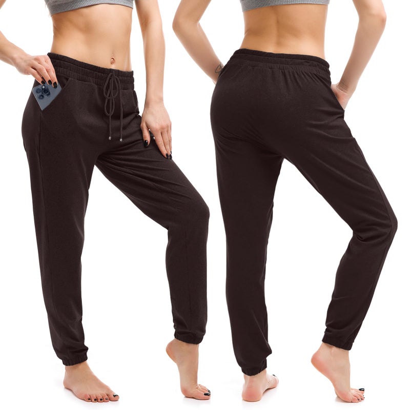 Walifrey Womens Joggers with Pockets, Drawstring Sweatpants Women for Lounging Jogging Gym and Workout DeepBrown,1 Pack DeepBrown XL - Image 2