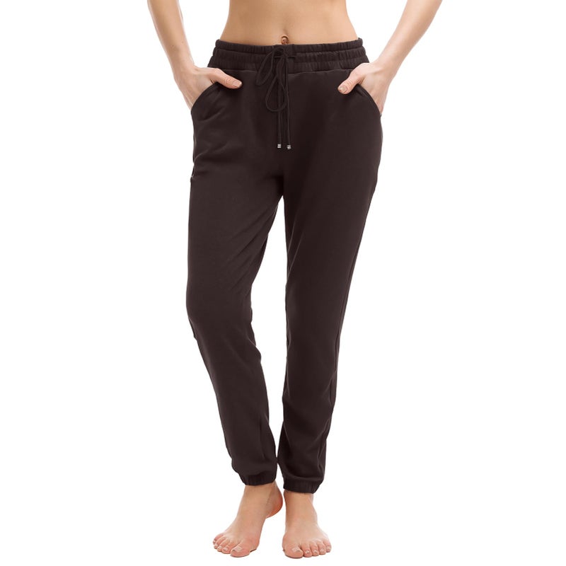 Walifrey Womens Joggers with Pockets, Drawstring Sweatpants Women for Lounging Jogging Gym and Workout DeepBrown,1 Pack DeepBrown XL - Image 1