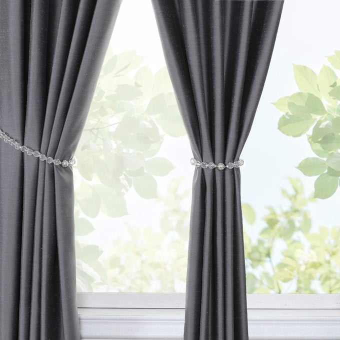 2 PACK CURTAIN TIEBACKS CRYSTAL BEAD MAGNETIC 13 INCHES LONG DURABLE TIE BACKS DRAPERY HOLDBACKS HOLDER FOR WINDOW CURTAIN PANELS DRAPES HOME DECOR CLEAR