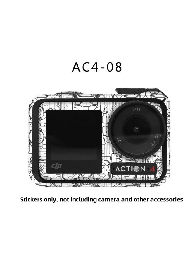 StartFly For DJI Action 3/4 Sports Camera Sticker Full Bag Photo Frame Color Change Sticker Accessories-Color:Ac4-08 Circuit White Sticker-Specifications:Dji Action 3+ Complete Frame Set  - Image 1
