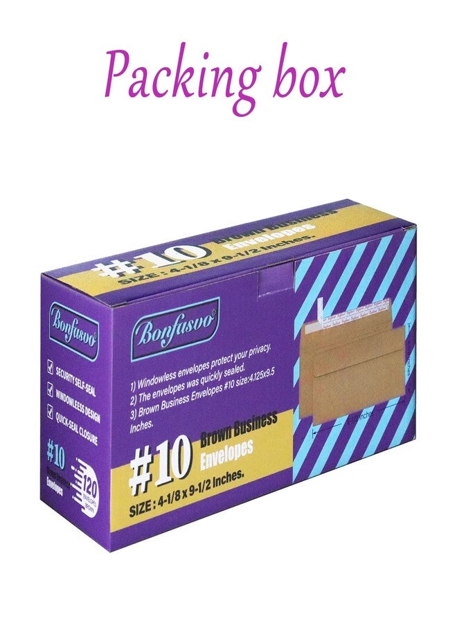 Bonfasvo 120 Pack #10 Brown Kraft Security Envelopes 4-1/8 x 9-1/2 inches Self Seal - Image 5