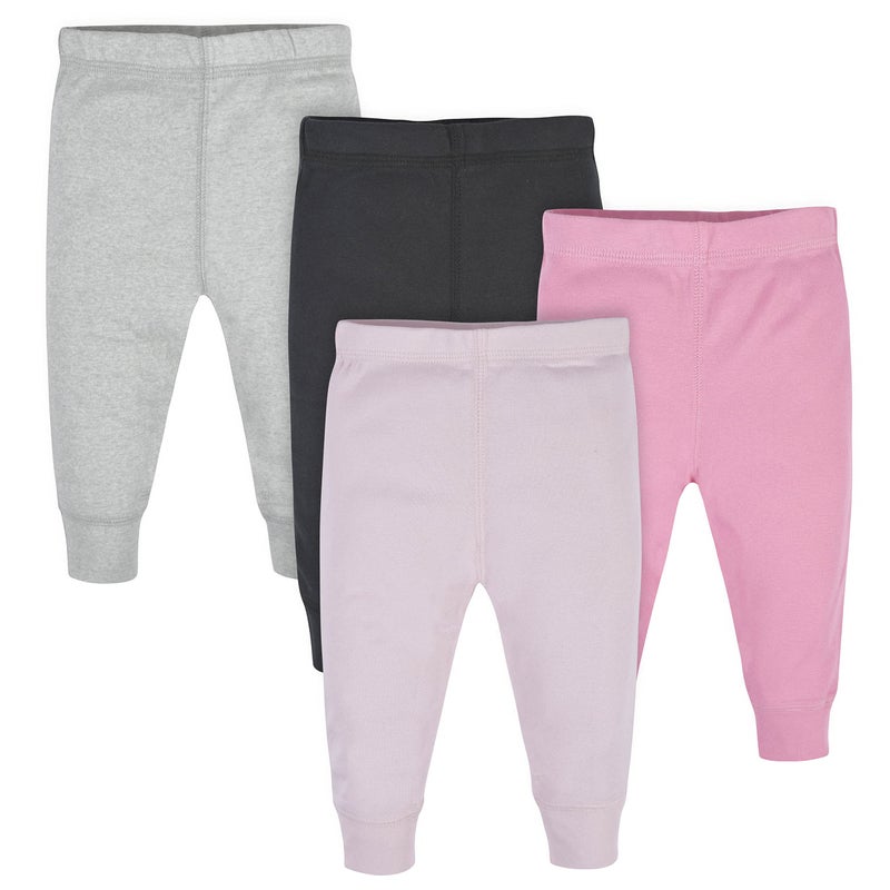 Gerber Baby Girls Multi-Pack Active Pants Set, Pink/Black/Gray, 12 Months - Image 1