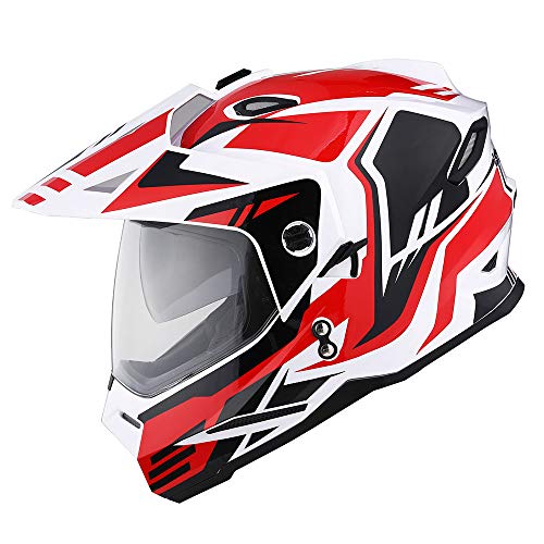 1Storm Dual Sport Motorcycle Motocross Off Road Full Face Helmet Dual Visor Storm Force Red, Size Medium - Image 3