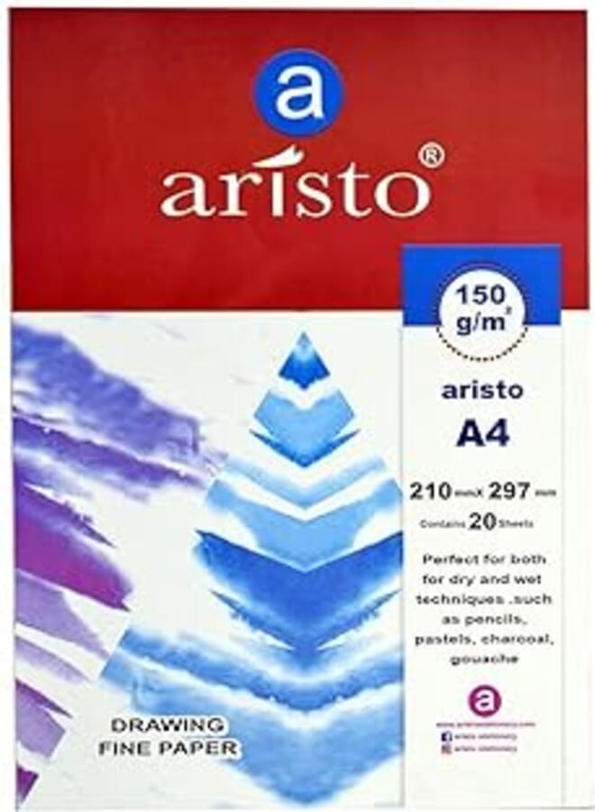 ARISTO DRAWING PAPER 150 GSM WHITE A4 20SHEET
