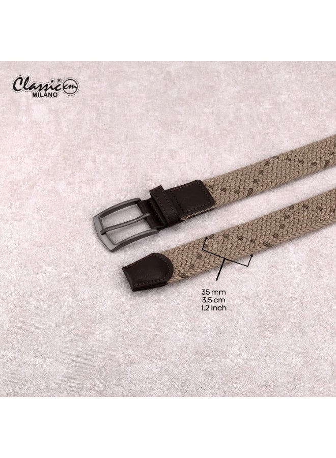 Classic Milano Braided Cotton Elastic Stretch Belt for Men & Women, Woven Canvas Web Belt with Gift Box, Adjustable Men's Belt | Full Length: 110CM (Free Size - Fits up to the waist of 40 Inches / 100 CM) - Image 4