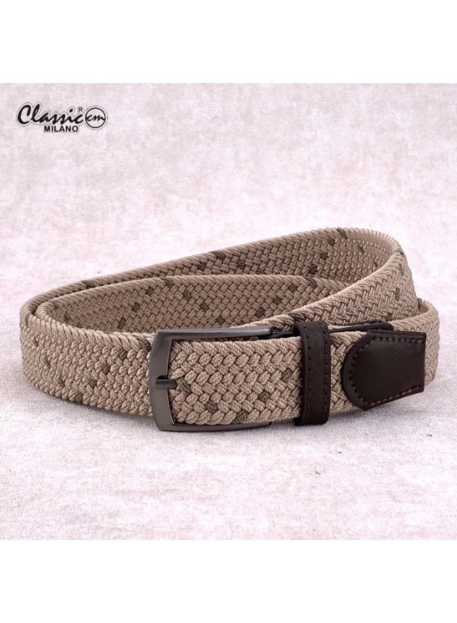 Classic Milano Braided Cotton Elastic Stretch Belt for Men & Women, Woven Canvas Web Belt with Gift Box, Adjustable Men's Belt | Full Length: 110CM (Free Size - Fits up to the waist of 40 Inches / 100 CM) - Image 1