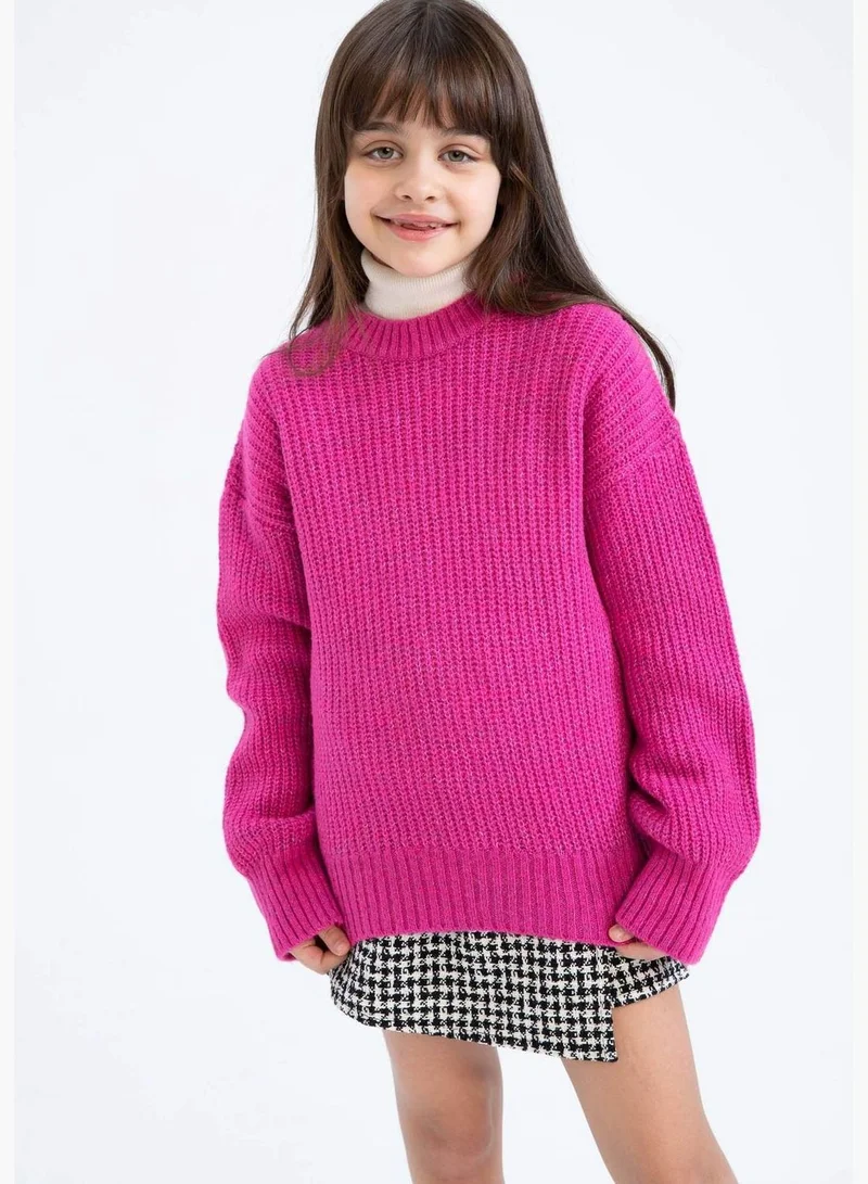 DeFacto Girl Crew Neck Long Sleeve Tricot Pullover