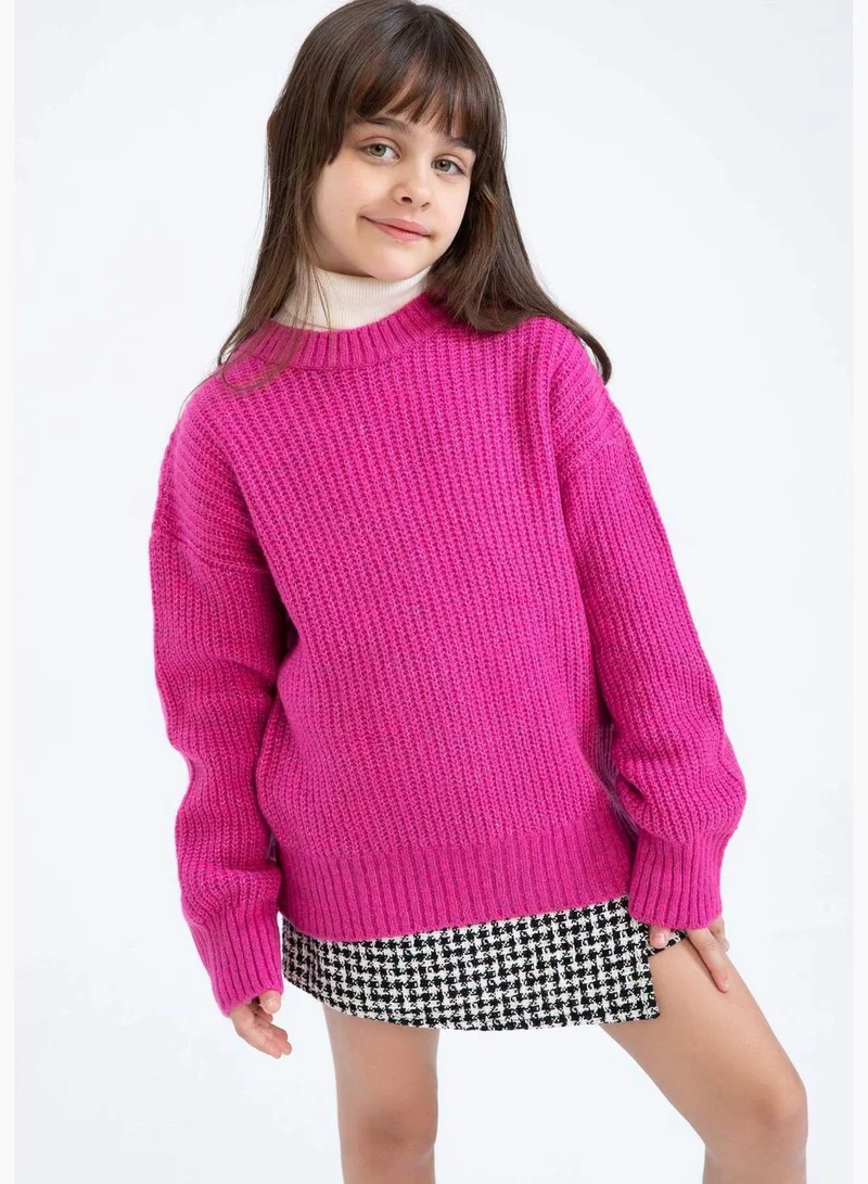 DeFacto Girl Crew Neck Long Sleeve Tricot Pullover